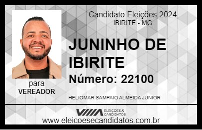 Candidato JUNINHO DE IBIRITE 2024 - IBIRITÉ - Eleições