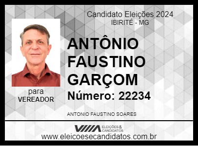 Candidato ANTÔNIO FAUSTINO GARÇOM 2024 - IBIRITÉ - Eleições