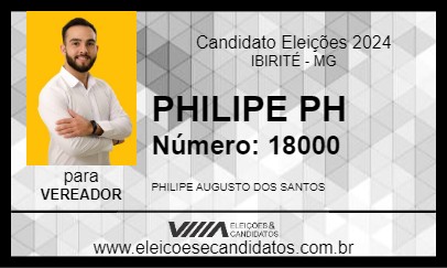 Candidato PHILIPE PH 2024 - IBIRITÉ - Eleições