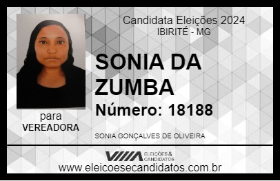 Candidato SONIA DA ZUMBA 2024 - IBIRITÉ - Eleições