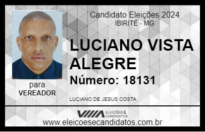 Candidato LUCIANO VISTA ALEGRE 2024 - IBIRITÉ - Eleições