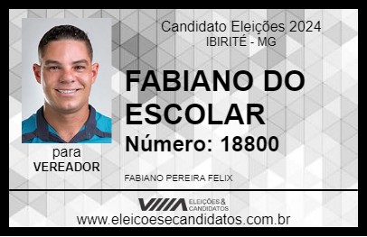 Candidato FABIANO DO ESCOLAR 2024 - IBIRITÉ - Eleições