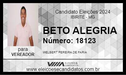 Candidato BETO ALEGRIA 2024 - IBIRITÉ - Eleições