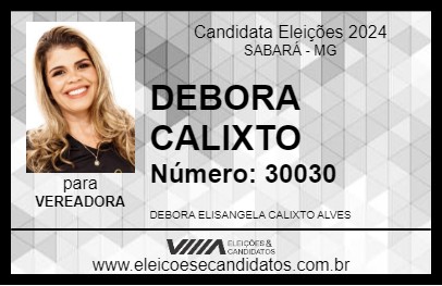 Candidato DEBORA CALIXTO 2024 - SABARÁ - Eleições