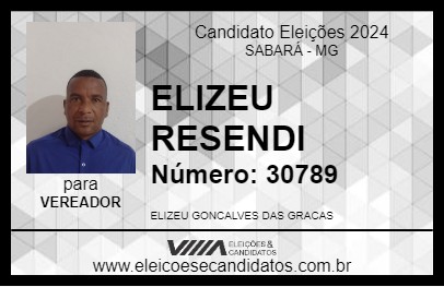 Candidato ELIZEU RESENDI 2024 - SABARÁ - Eleições