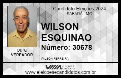 Candidato WILSON ESQUINAO 2024 - SABARÁ - Eleições