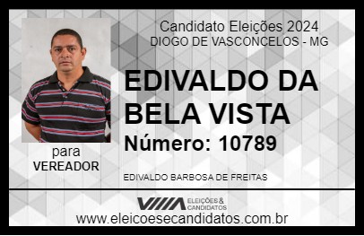 Candidato EDIVALDO DA BELA VISTA 2024 - DIOGO DE VASCONCELOS - Eleições