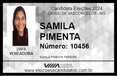 Candidato SAMILA PIMENTA 2024 - DIOGO DE VASCONCELOS - Eleições