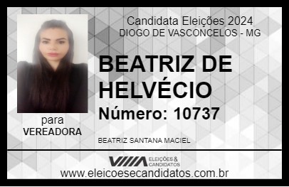 Candidato BEATRIZ DE HELVÉCIO 2024 - DIOGO DE VASCONCELOS - Eleições