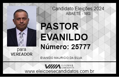 Candidato PASTOR EVANILDO 2024 - ABAETÉ - Eleições