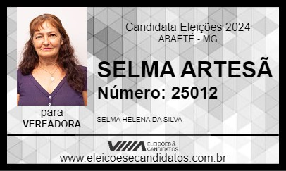 Candidato SELMA ARTESÃ 2024 - ABAETÉ - Eleições