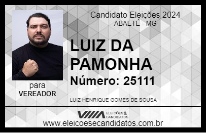 Candidato LUIZ DA PAMONHA 2024 - ABAETÉ - Eleições