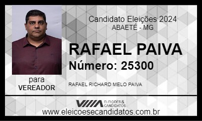 Candidato RAFAEL PAIVA 2024 - ABAETÉ - Eleições