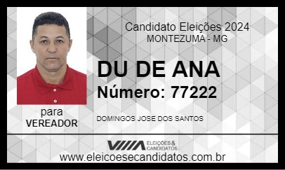 Candidato DU DE ANA 2024 - MONTEZUMA - Eleições