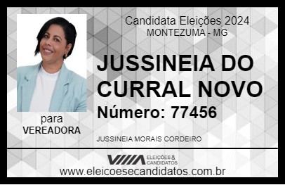 Candidato JUSSINEIA DO CURRAL NOVO 2024 - MONTEZUMA - Eleições