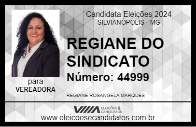 Candidato REGIANE DO SINDICATO 2024 - SILVIANÓPOLIS - Eleições