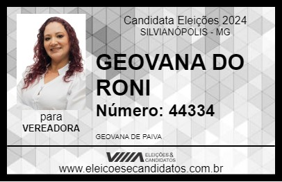 Candidato GEOVANA DO RONI 2024 - SILVIANÓPOLIS - Eleições