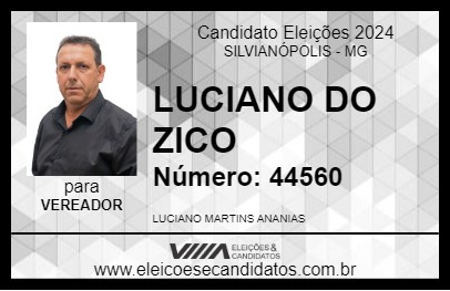 Candidato LUCIANO DO ZICO 2024 - SILVIANÓPOLIS - Eleições