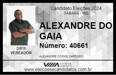 Candidato ALEXANDRE DO GAIA 2024 - SABARÁ - Eleições