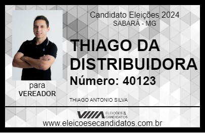 Candidato THIAGO DA DISTRIBUIDORA 2024 - SABARÁ - Eleições