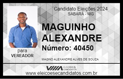 Candidato MAGUINHO ALEXANDRE 2024 - SABARÁ - Eleições