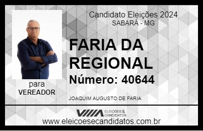 Candidato FARIA DA REGIONAL 2024 - SABARÁ - Eleições