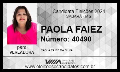 Candidato PAOLA FAIEZ 2024 - SABARÁ - Eleições