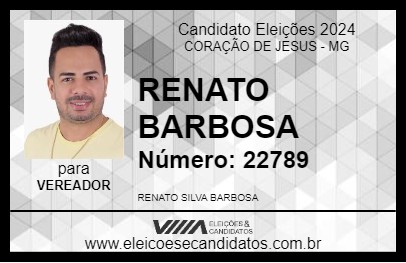 Candidato RENATO BARBOSA 2024 - CORAÇÃO DE JESUS - Eleições