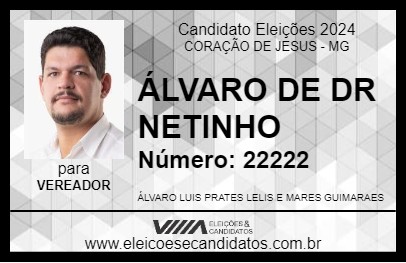 Candidato ÁLVARO DE DR NETINHO 2024 - CORAÇÃO DE JESUS - Eleições