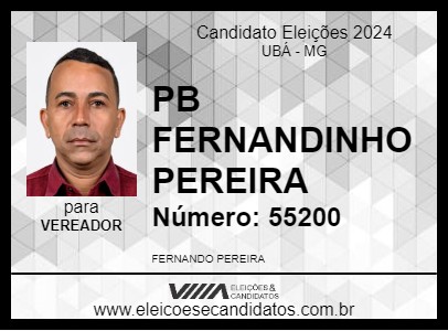 Candidato PB FERNANDINHO PEREIRA 2024 - UBÁ - Eleições