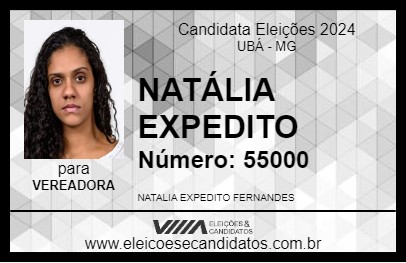 Candidato NATÁLIA EXPEDITO 2024 - UBÁ - Eleições