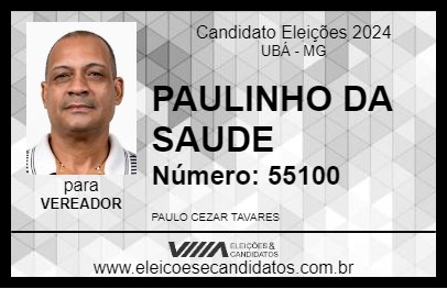 Candidato PAULINHO DA SAUDE 2024 - UBÁ - Eleições