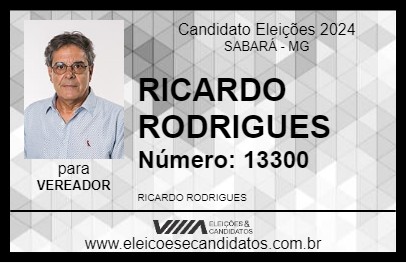 Candidato RICARDO RODRIGUES 2024 - SABARÁ - Eleições