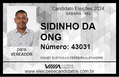 Candidato SIDINHO DA ONG 2024 - SABARÁ - Eleições