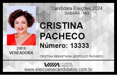 Candidato CRISTINA PACHECO 2024 - SABARÁ - Eleições