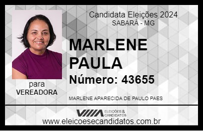 Candidato MARLENE PAULA 2024 - SABARÁ - Eleições