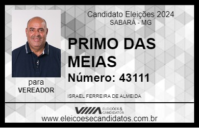 Candidato PRIMO DAS MEIAS 2024 - SABARÁ - Eleições