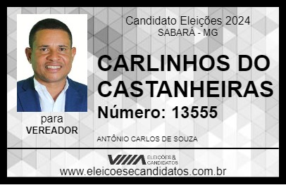 Candidato CARLINHOS DO CASTANHEIRAS 2024 - SABARÁ - Eleições