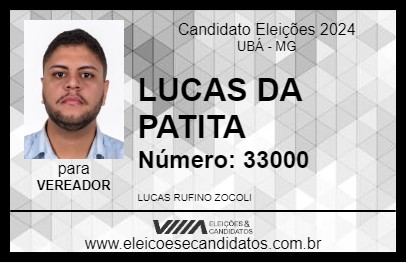 Candidato LUCAS DA PATITA 2024 - UBÁ - Eleições