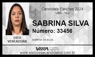 Candidato SABRINA SILVA 2024 - UBÁ - Eleições