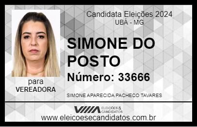 Candidato SIMONE DO POSTO 2024 - UBÁ - Eleições