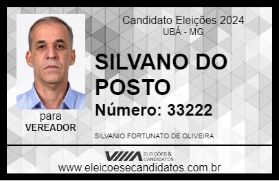 Candidato SILVANO DO POSTO 2024 - UBÁ - Eleições