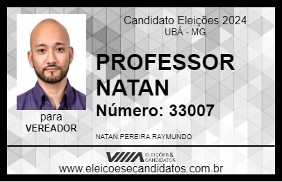 Candidato PROFESSOR NATAN 2024 - UBÁ - Eleições