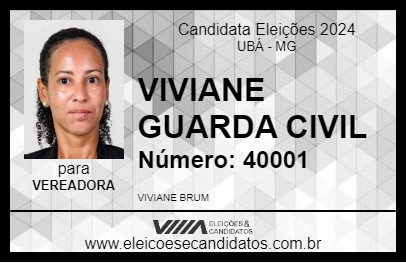 Candidato VIVIANE GUARDA CIVIL 2024 - UBÁ - Eleições