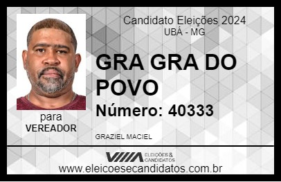 Candidato GRA GRA DO POVO 2024 - UBÁ - Eleições