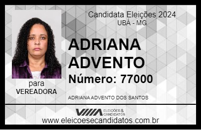 Candidato ADRIANA ADVENTO 2024 - UBÁ - Eleições