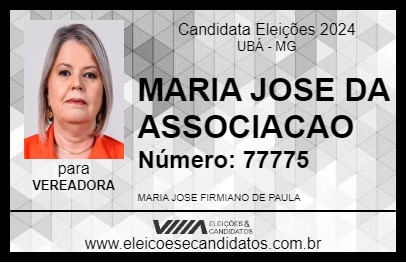 Candidato MARIA JOSE DA ASSOCIACAO 2024 - UBÁ - Eleições