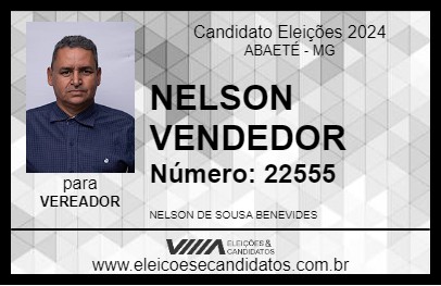 Candidato NELSON VENDEDOR 2024 - ABAETÉ - Eleições