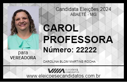 Candidato CAROL PROFESSORA 2024 - ABAETÉ - Eleições