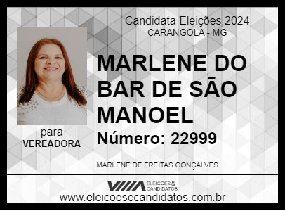 Candidato MARLENE DO BAR DE SÃO MANOEL 2024 - CARANGOLA - Eleições